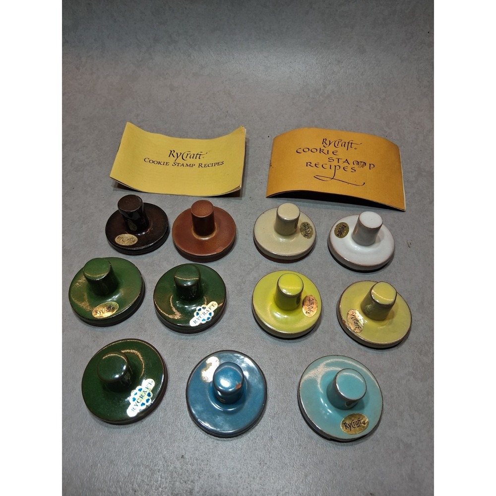 Rycraft Porcelain & Terra Cotta 2" Cookie Stamps Set of 11 w/ Handles